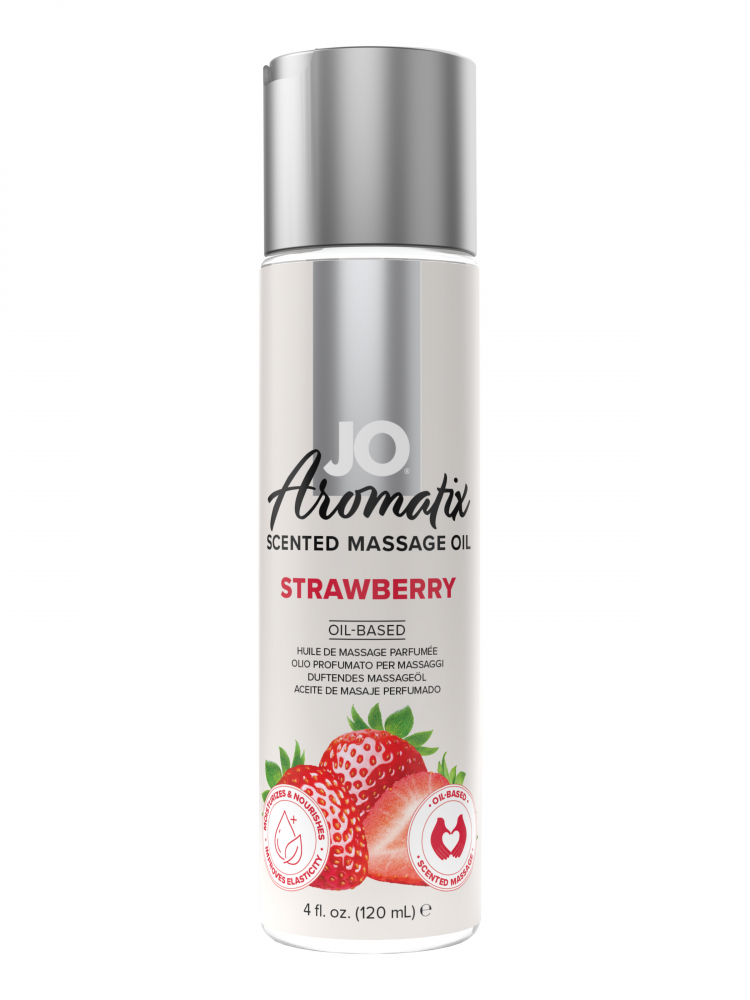 Массажное масло "JO Aromatix Strawberry" с ароматом клубники, 120ml 