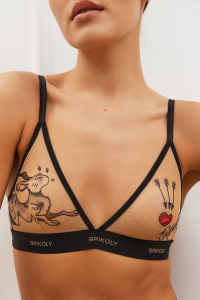 Бюстгальтер-топ &quot;Brikoly Rabbit&quot; микросетка с эффектом тату, 75B