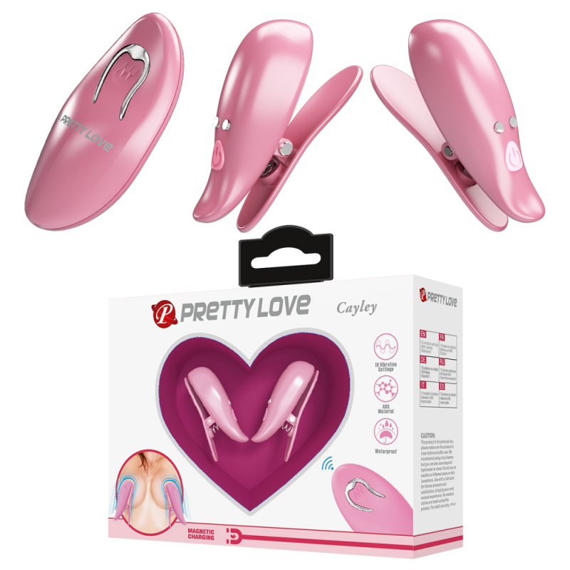 Зажимы на соски с вибрацией "Pretty Love Cayley" на дистанционном управлении 